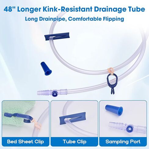 Urinary Drainage Bag 2000ml, Catheter Bags for Men, Large Urine Bags with Anti-Reflux Chamber & 48" Drainage Tube, for Home and Hospitals Use, 3Pack in Kuwait