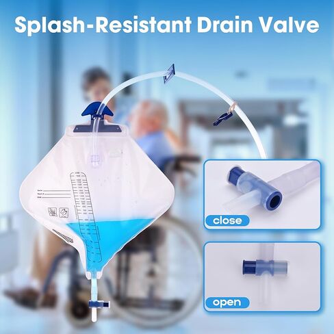 Urinary Drainage Bag 2000ml, Catheter Bags for Men, Large Urine Bags with Anti-Reflux Chamber & 48" Drainage Tube, for Home and Hospitals Use, 3Pack in Kuwait