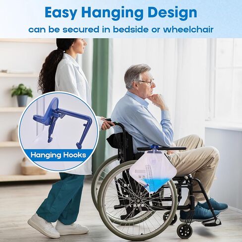 Urinary Drainage Bag 2000ml, Catheter Bags for Men, Large Urine Bags with Anti-Reflux Chamber & 48" Drainage Tube, for Home and Hospitals Use, 3Pack in Kuwait