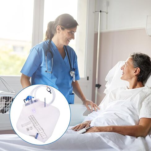 Urinary Drainage Bag 2000ml, Catheter Bags for Men, Large Urine Bags with Anti-Reflux Chamber & 48" Drainage Tube, for Home and Hospitals Use, 3Pack in Kuwait