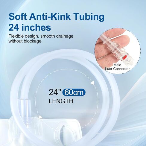 2 Pcs Nephrostomy Drainage Bag 600ml with Soft 24-Inch Tube, Portable Urine Collection Bag with Twist Valve and Adjustable Leg Straps in Kuwait