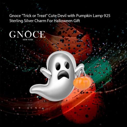 GNOCE Devil with Pumpkin Lamp Charm Bead Sterling Silver Trick or Treat Halloween Charm Bead fit Bracelet/Necklace Jewelry Charm Gift for Women in Saudi Arabia