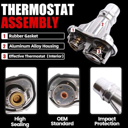 Mitzone Aluminium Automotive Engine Toolant Thermostat (86-91.5 ℃) متوافق مع 2008-2010 Ford F-250 F-350 F-450 Super Duty 6.4L V8 4K659-000 in Saudi Arabia