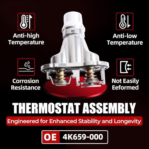 Mitzone Aluminium Automotive Engine Toolant Thermostat (86-91.5 ℃) متوافق مع 2008-2010 Ford F-250 F-350 F-450 Super Duty 6.4L V8 4K659-000 in Saudi Arabia