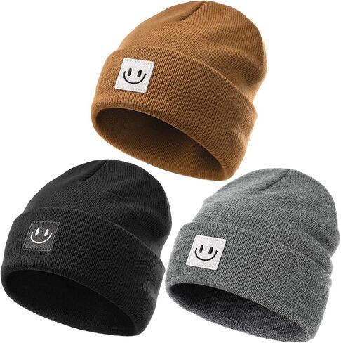 Furtalk 3 Pack Toddler Kids Beanie Baby Winter Hat Hat Knit Boys Girls Kids Progroeded Dark Cap in Saudi Arabia