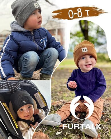 Furtalk 3 Pack Toddler Kids Beanie Baby Winter Hat Hat Knit Boys Girls Kids Progroeded Dark Cap in Saudi Arabia