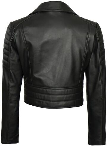 Decrum Cropped Leather Jacket Women – Trendy Short Real Lambskin Womens Leather Jacket in Saudi Arabia