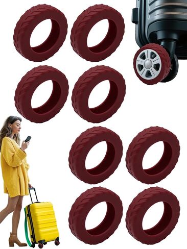 8Pcs Suitcase Luggage Wheels Cover Protector, Large Size Premium Suitcase Tire Protectors, Red in Saudi Arabia