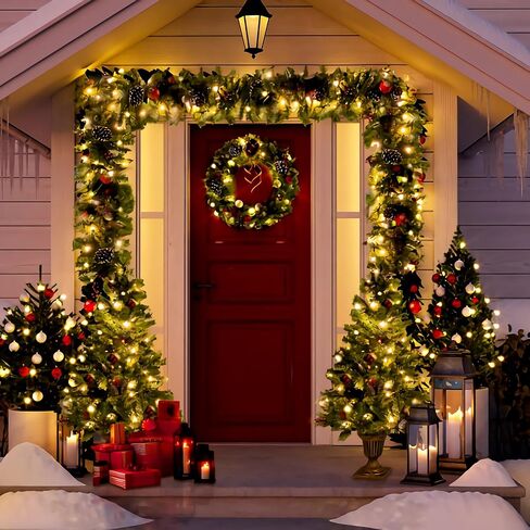 Front Door Garland Hanger for Festival and Holiday Décor No Nails or No Screws Adjustable Width Heavy-Duty Christmas Decoration Holder for Wreath and Lights (Blk 31.5-72 in) in Saudi Arabia