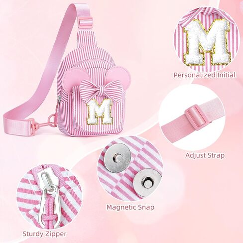 YOOLIFE Sling Bag for Girl Kids - Birthday Gifts for 2 3 4 5 6 7 8 Year Old Girls, Birthday Gifts for Girl Daughter Sister, Initial Belt Bags for Girls Sling Bag Purse(Pink A) in Saudi Arabia