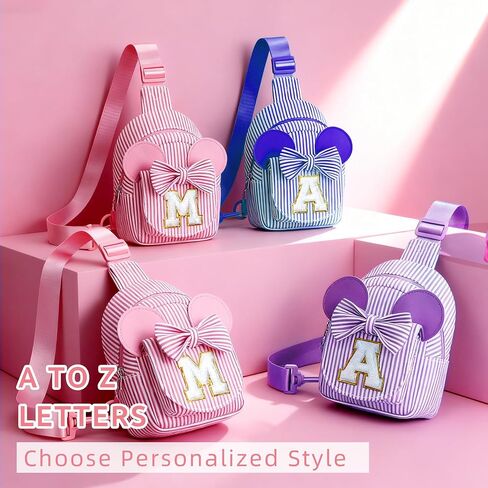 YOOLIFE Sling Bag for Girl Kids - Birthday Gifts for 2 3 4 5 6 7 8 Year Old Girls, Birthday Gifts for Girl Daughter Sister, Initial Belt Bags for Girls Sling Bag Purse(Pink A) in Saudi Arabia