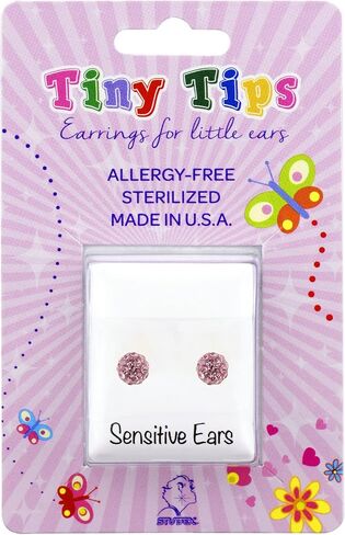 STUDEX Tiny Tips Stud Earrings Hypoallergenic for Little Sensitive Ears Stainless Glitter Butterfly-TT-3524W in Kuwait