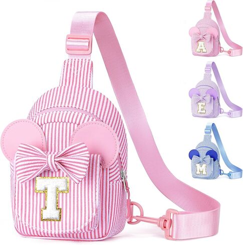 YOOLIFE Sling Bag for Girl Kids - Birthday Gifts for 2 3 4 5 6 7 8 Year Old Girls, Birthday Gifts for Girl Daughter Sister, Initial Belt Bags for Girls Sling Bag Purse(Pink A) in Saudi Arabia