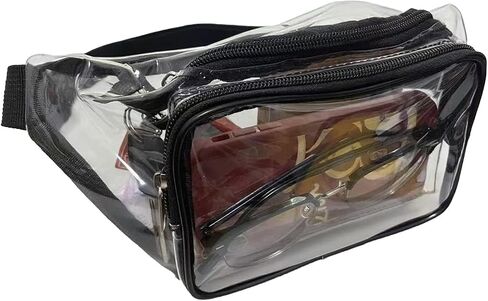 Clear Fanny Pack Stadium Approved, Clear Bag for Stadium Events Crossbody Belt Bag for Women Men Transparent Waist Pack, Black in Saudi Arabia
