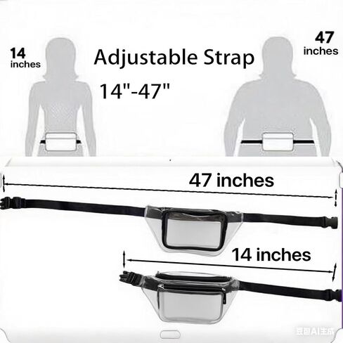 Clear Fanny Pack Stadium Approved, Clear Bag for Stadium Events Crossbody Belt Bag for Women Men Transparent Waist Pack, Black in Saudi Arabia