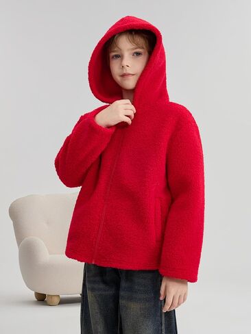 Boys and Toddlers' Polar Fleece Full-Zip Hooded Jacket with Pockets Warm Winter Fall Fleece Lined Outerwear for Kids in Saudi Arabia