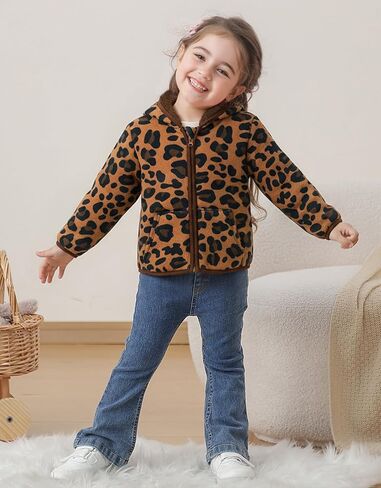 Toddler Fleece Jacket Baby Girls Boys Hooded Zip-up Coat Warm Outerwear with Pocket 1-5 Years in Kuwait