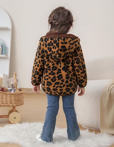 Toddler Fleece Jacket Baby Girls Boys Hooded Zip-up Coat Warm Outerwear with Pocket 1-5 Years in Kuwait