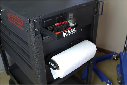 K Tool International 72462A رف أدوات الأدوات المغناطيسية ، ودرج ، وحامل مجموعة للمرائب ، ومحلات الإصلاح ، و DIY ، والمغناطيس المطلي بالمطاط ، (2) صواني ، (1) منشفة ورقية علبة ، سوداء ، 4 قطع in Saudi Arabia