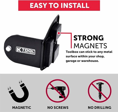 K Tool International 72462A رف أدوات الأدوات المغناطيسية ، ودرج ، وحامل مجموعة للمرائب ، ومحلات الإصلاح ، و DIY ، والمغناطيس المطلي بالمطاط ، (2) صواني ، (1) منشفة ورقية علبة ، سوداء ، 4 قطع in Saudi Arabia