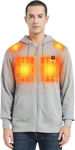 Caforu Hoodie Pullover Hoodie مع تسخين 5 منطقة وحزمة بطارية 7.4 فولت ، ومستحضر سريع للجنسين للعمل في الهواء الطلق in Kuwait