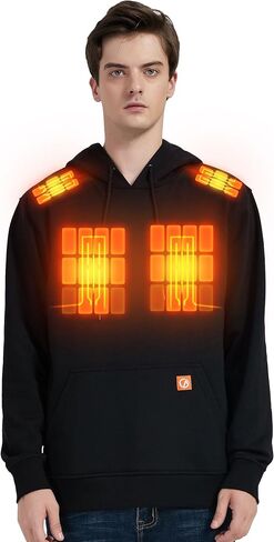 Caforu Hoodie Pullover Hoodie مع تسخين 5 منطقة وحزمة بطارية 7.4 فولت ، ومستحضر سريع للجنسين للعمل في الهواء الطلق in Saudi Arabia