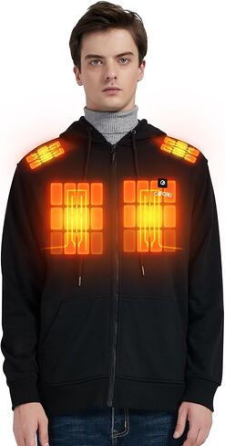 Caforu Hoodie Pullover Hoodie مع تسخين 5 منطقة وحزمة بطارية 7.4 فولت ، ومستحضر سريع للجنسين للعمل في الهواء الطلق in Kuwait