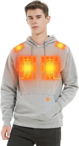 Caforu Hoodie Pullover Hoodie مع تسخين 5 منطقة وحزمة بطارية 7.4 فولت ، ومستحضر سريع للجنسين للعمل في الهواء الطلق in Kuwait
