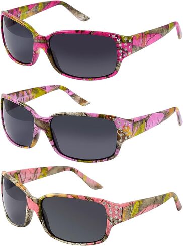 Polarized Hot Pink Camo Sunglasses for Women - Diamante - Free Matching Microfiber Pouch in Saudi Arabia