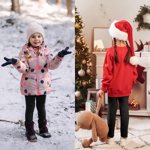 FEQO Girls Fleece Lined Leggings Thick Thermal Tights Full Length Pants Kids Winter Warm Leggings in Saudi Arabia