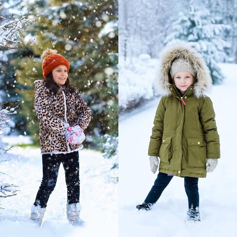 FEQO Girls Fleece Lined Leggings Thick Thermal Tights Full Length Pants Kids Winter Warm Leggings in Saudi Arabia
