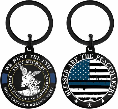 Viayen Patron Saint of Law Enforcement Challenge Gifts for Officers, St. Michael Police Keychain The Thin Blue Line in Saudi Arabia