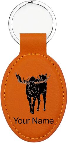 LaserGram Oval Keychain, Moose, Personalized Engraving Included in Saudi Arabia
