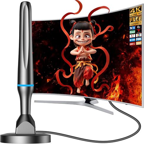 Digital TV Antenna for Smart Tv Indoor, 2024 Newest Indoor TV Antenna for Tv Without Cable with Strong Magnetic Base, 360° Reception HD Antenna for TV Indoor 4k, Tv Antenna for Local Channels ——All TV in Kuwait