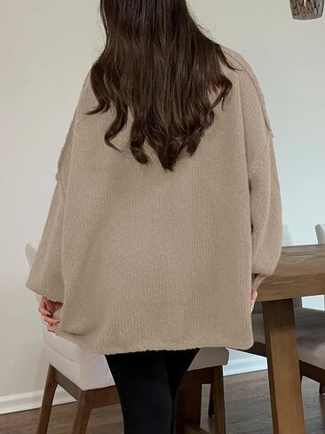 Saodimallsu Womens Oversized Sweater Chunky Crew Neck Long Lantern Sleeve Knit Fall Trendy Tunic Sweaters Top in Saudi Arabia