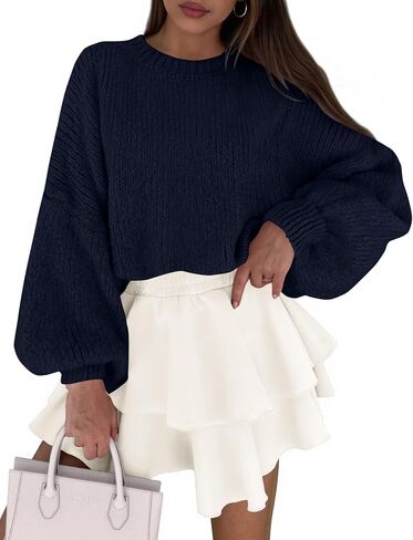 PRETTYGARDEN Sweaters for Women 2025 Fall Chunky Knit Long Sleeve Crew Neck Oversized Pullover Tops Winter Fashion Clothing in Saudi Arabia