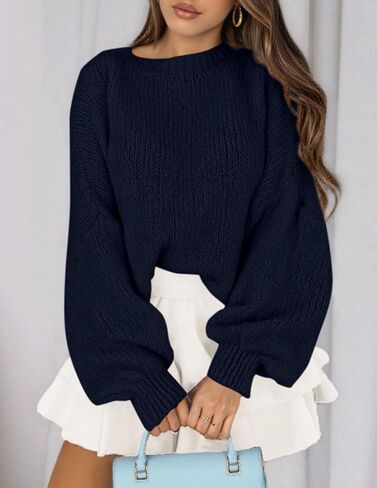 PRETTYGARDEN Sweaters for Women 2025 Fall Chunky Knit Long Sleeve Crew Neck Oversized Pullover Tops Winter Fashion Clothing in Saudi Arabia