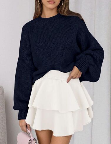 PRETTYGARDEN Sweaters for Women 2025 Fall Chunky Knit Long Sleeve Crew Neck Oversized Pullover Tops Winter Fashion Clothing in Saudi Arabia