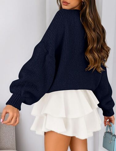 PRETTYGARDEN Sweaters for Women 2025 Fall Chunky Knit Long Sleeve Crew Neck Oversized Pullover Tops Winter Fashion Clothing in Saudi Arabia