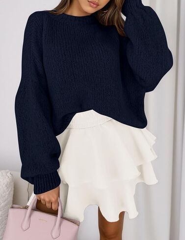 PRETTYGARDEN Sweaters for Women 2025 Fall Chunky Knit Long Sleeve Crew Neck Oversized Pullover Tops Winter Fashion Clothing in Saudi Arabia