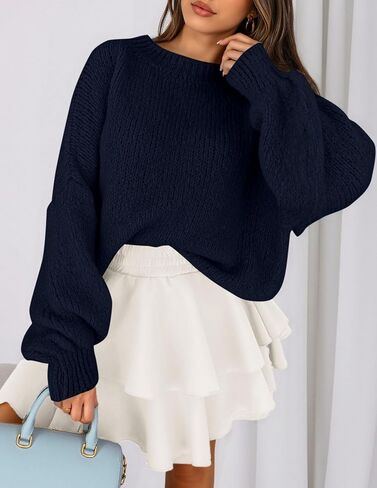 PRETTYGARDEN Sweaters for Women 2025 Fall Chunky Knit Long Sleeve Crew Neck Oversized Pullover Tops Winter Fashion Clothing in Saudi Arabia