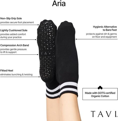 Tavi Noir Aria Indigo Stripe Medium Grip Socks مع طول الطاقم المصغر in Kuwait
