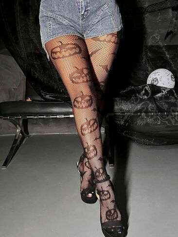 Olbye Black Fishnet Stockings Skull Spider Thigh High Waist Stocking Snake Lace Leggings Halloween Goth Tights for Women in Saudi Arabia