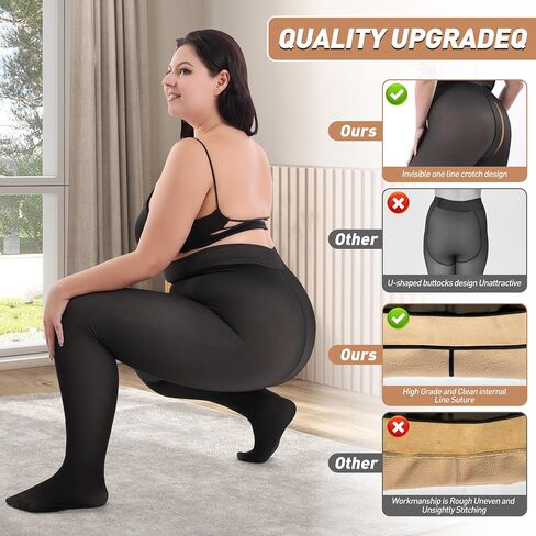 Martiza plus size الصوف الجوارب المبطنة بالنساء ، ولباس الشتاء الحرارية الشفافة المزيفة ، والجلدية الداخلية السميكة الدافئة لفصل الشتاء البارد. in Saudi Arabia