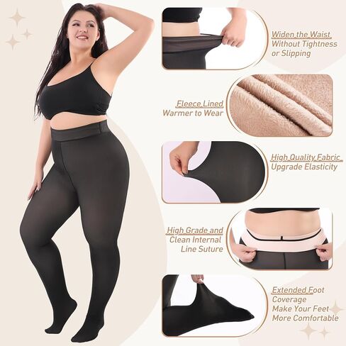 Martiza plus size الصوف الجوارب المبطنة بالنساء ، ولباس الشتاء الحرارية الشفافة المزيفة ، والجلدية الداخلية السميكة الدافئة لفصل الشتاء البارد. in Saudi Arabia