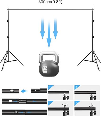 Photo Backdrop Stand, PULUZ Adjustable Photography Backdrop Stand Support Kit 6.56*6.56ft Studio Backdrop Stand with 4 Backdrop Clamps and Carry Bag, Backdrop Stand for Parties, Photoshoot & Wedding in Saudi Arabia