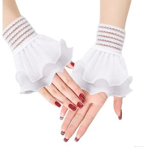 Lace Gloves Wrist Cuffs double layered lace cuffs for Halloween Wedding Tea Party Women Fake Hand Sleeves in Saudi Arabia