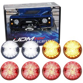 iJDMTOY 8pc Clear Lens Full LED Upgrade Kit Compatible with Land Rover Defender Series 2 3 (Fit Front & Rear Turn Signal, Parking Driving & Brake Tail Light Assembiles) in Saudi Arabia