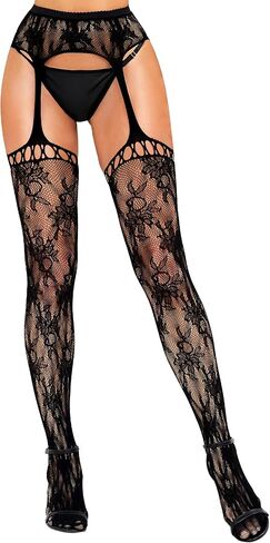 RSLOVE Fishnet Stockings for Women - Sexy Thigh High Lace Garter Belt Suspender Pantyhose for Party, Halloween in Saudi Arabia
