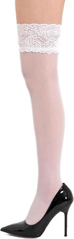 EVERSWE 2 Pairs Pack Women's Thigh High Silicone Lace Top Sheer Stocking in Saudi Arabia